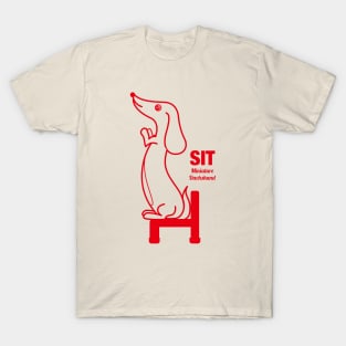 Miniature Dachshund SIT -Red- T-Shirt